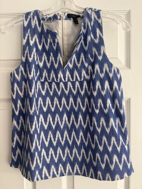 J. Crew Blue & White Zigzag Sleeveless Top